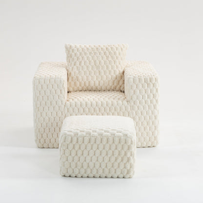 Modern All-Compressed Design Corduroy Compression Sofa With Ottoman