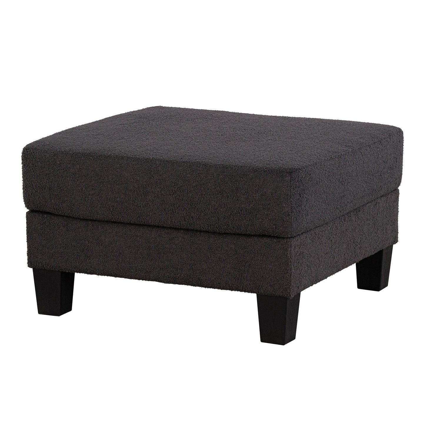 Modern Black Fabric Ottoman with Storage Function