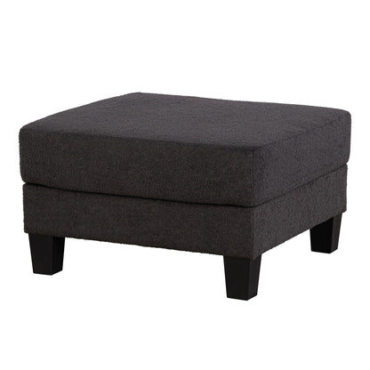 Modern Black Fabric Ottoman with Storage Function