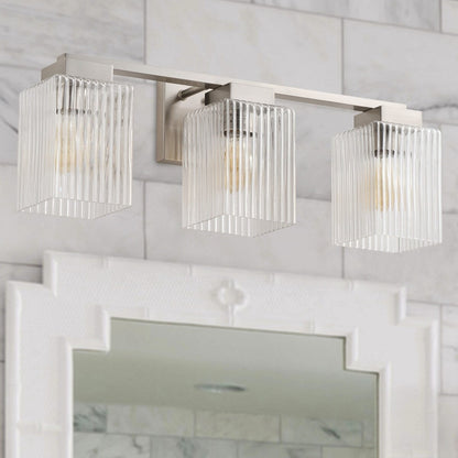 Modern Brushed Nickel 3-Light Up and Down Bathroom Vanity Light