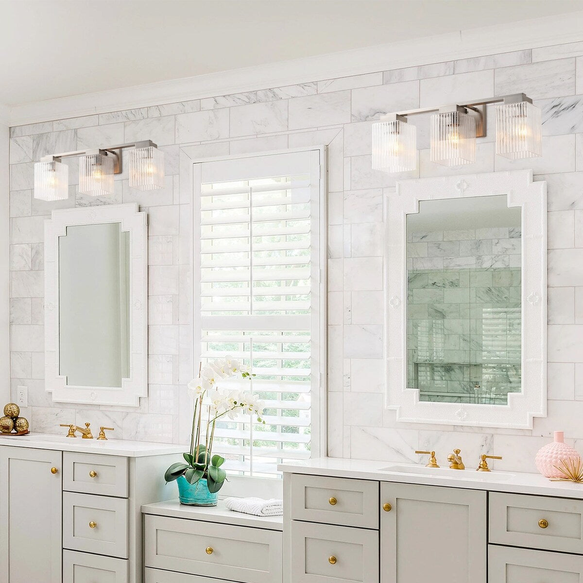 Modern Brushed Nickel 3-Light Up and Down Bathroom Vanity Light