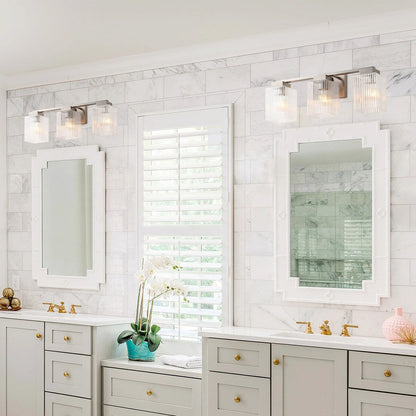 Modern Brushed Nickel 3-Light Up and Down Bathroom Vanity Light