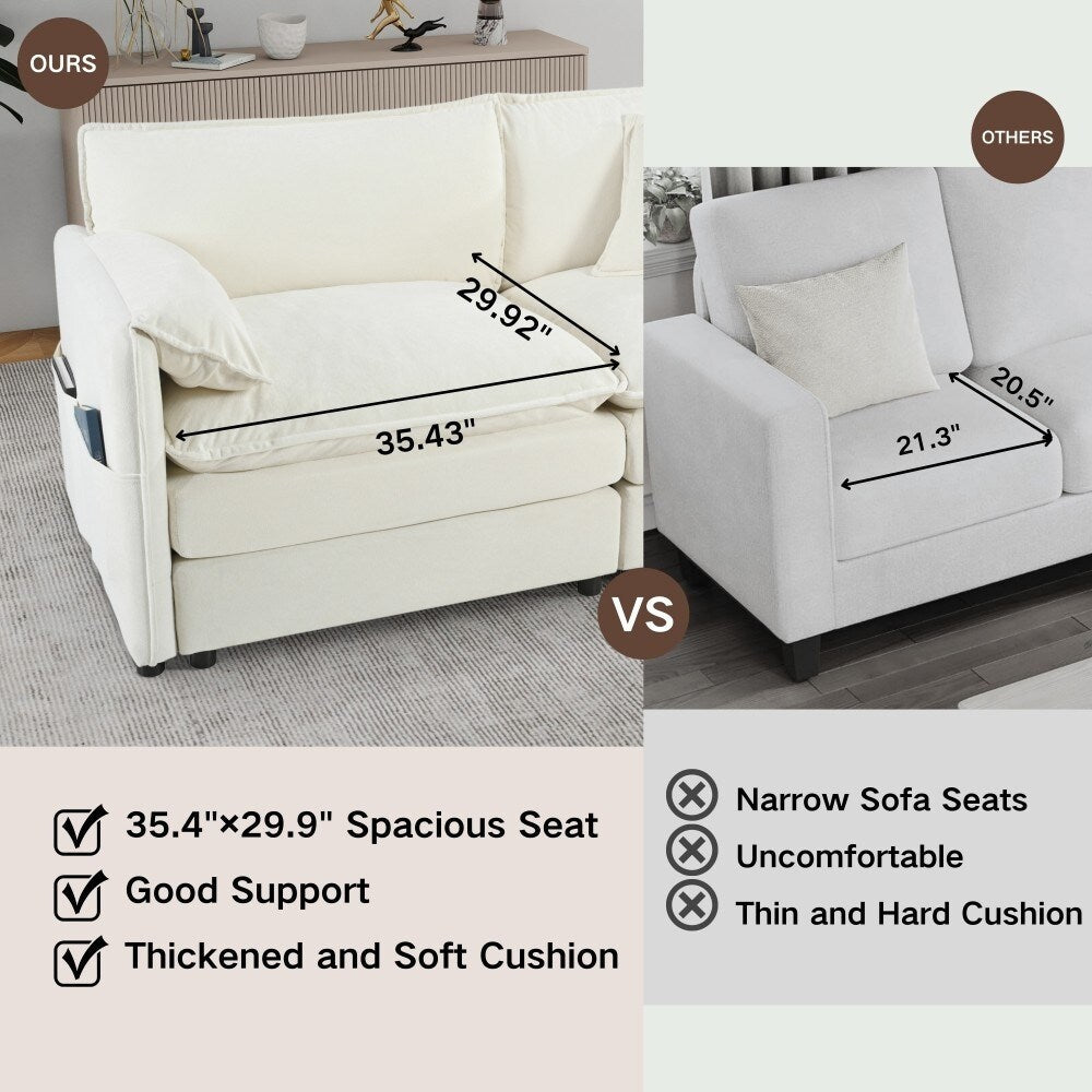 Modern Chenille 2-seater Comfy Deep Love-seat Sofa Couch for Living Room