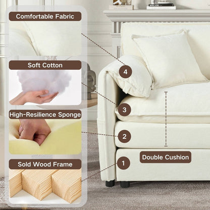 Modern Chenille 2-seater Comfy Deep Love-seat Sofa Couch for Living Room