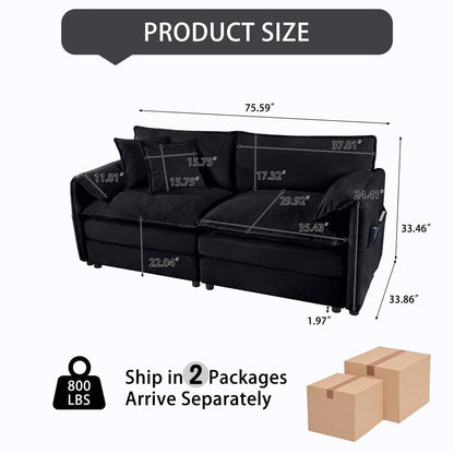 Modern Chenille 2-seater Comfy Deep Love-seat Sofa Couch for Living Room