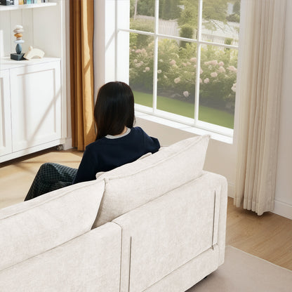 Modern Chenille 3-Seater Modular L-Shaped Sectional Sofa with Removable Ottoman for Living Room