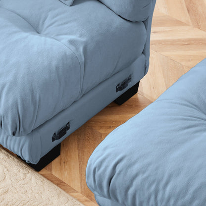 Modern Chenille 3-Seater Sectional Sofa Modular Deep Seat Sofa Couch with Throw Pillows and Waist Pillows for Living Room