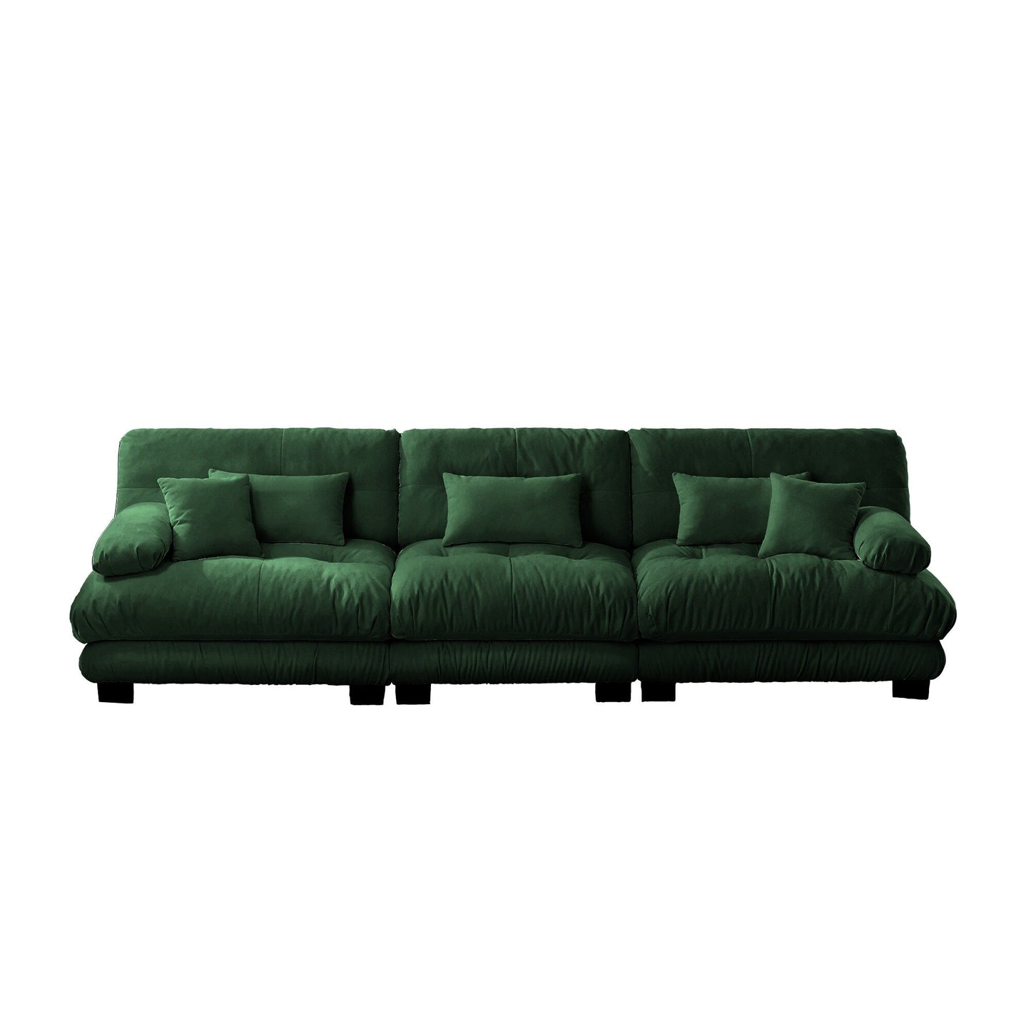Modern Chenille 3-Seater Sectional Sofa Modular Deep Seat Sofa Couch with Throw Pillows and Waist Pillows for Living Room