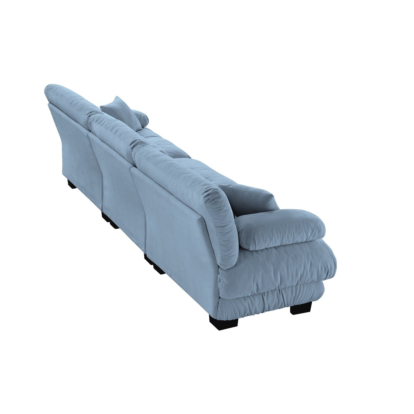 Modern Chenille 3-Seater Sectional Sofa Modular Deep Seat Sofa Couch with Throw Pillows and Waist Pillows for Living Room