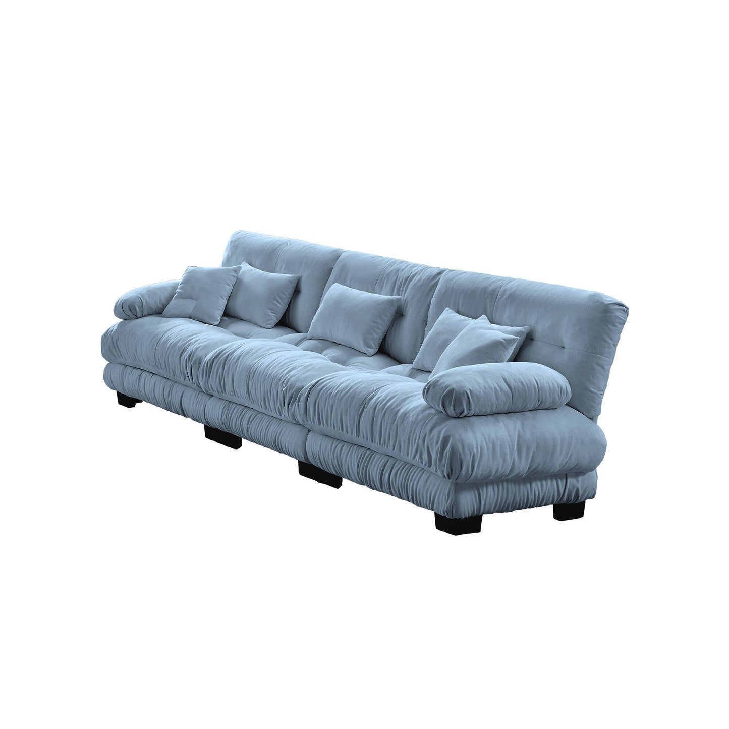 Modern Chenille 3-Seater Sectional Sofa Modular Deep Seat Sofa Couch with Throw Pillows and Waist Pillows for Living Room