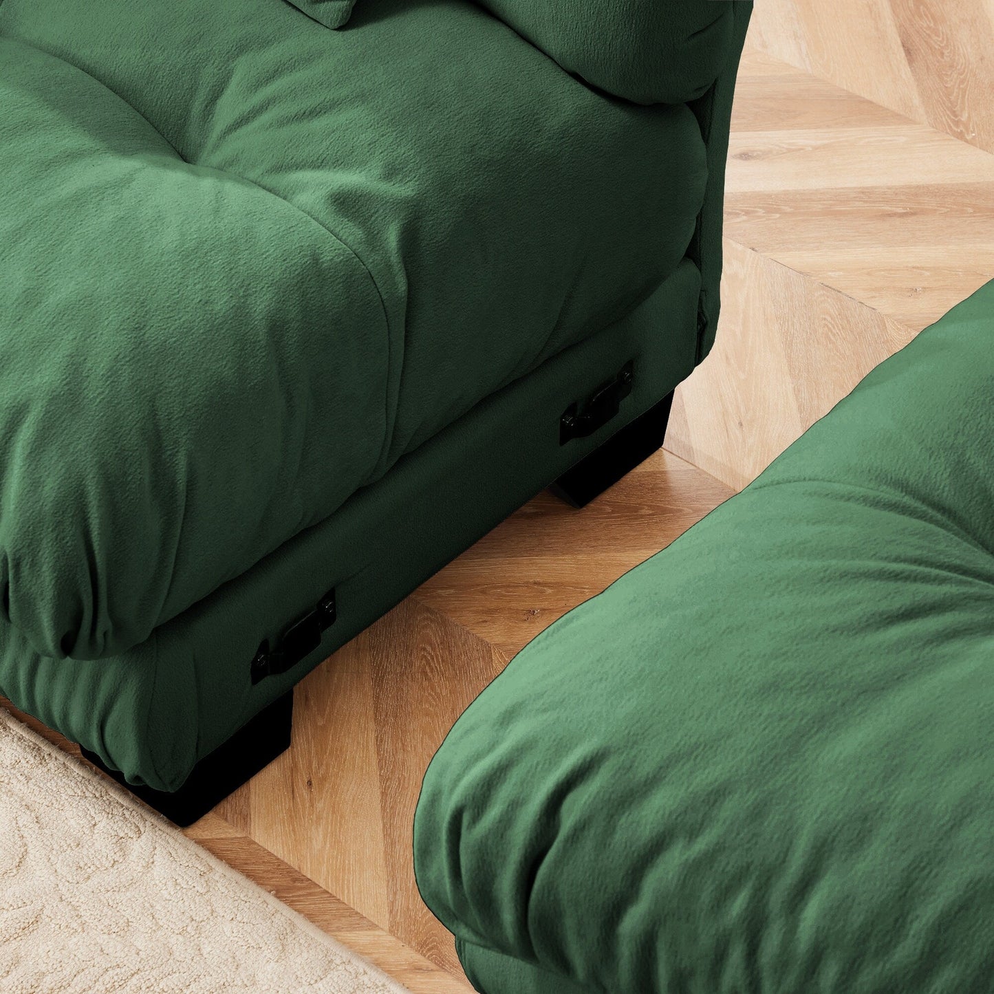 Modern Chenille 3-Seater Sectional Sofa Modular Deep Seat Sofa Couch with Throw Pillows and Waist Pillows for Living Room