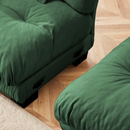 Modern Chenille 3-Seater Sectional Sofa Modular Deep Seat Sofa Couch with Throw Pillows and Waist Pillows for Living Room