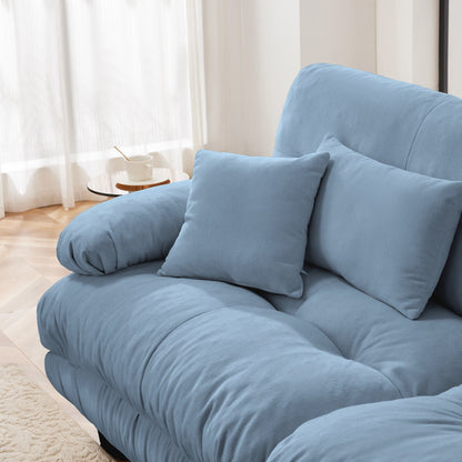 Modern Chenille 3-Seater Sectional Sofa Modular Deep Seat Sofa Couch with Throw Pillows and Waist Pillows for Living Room