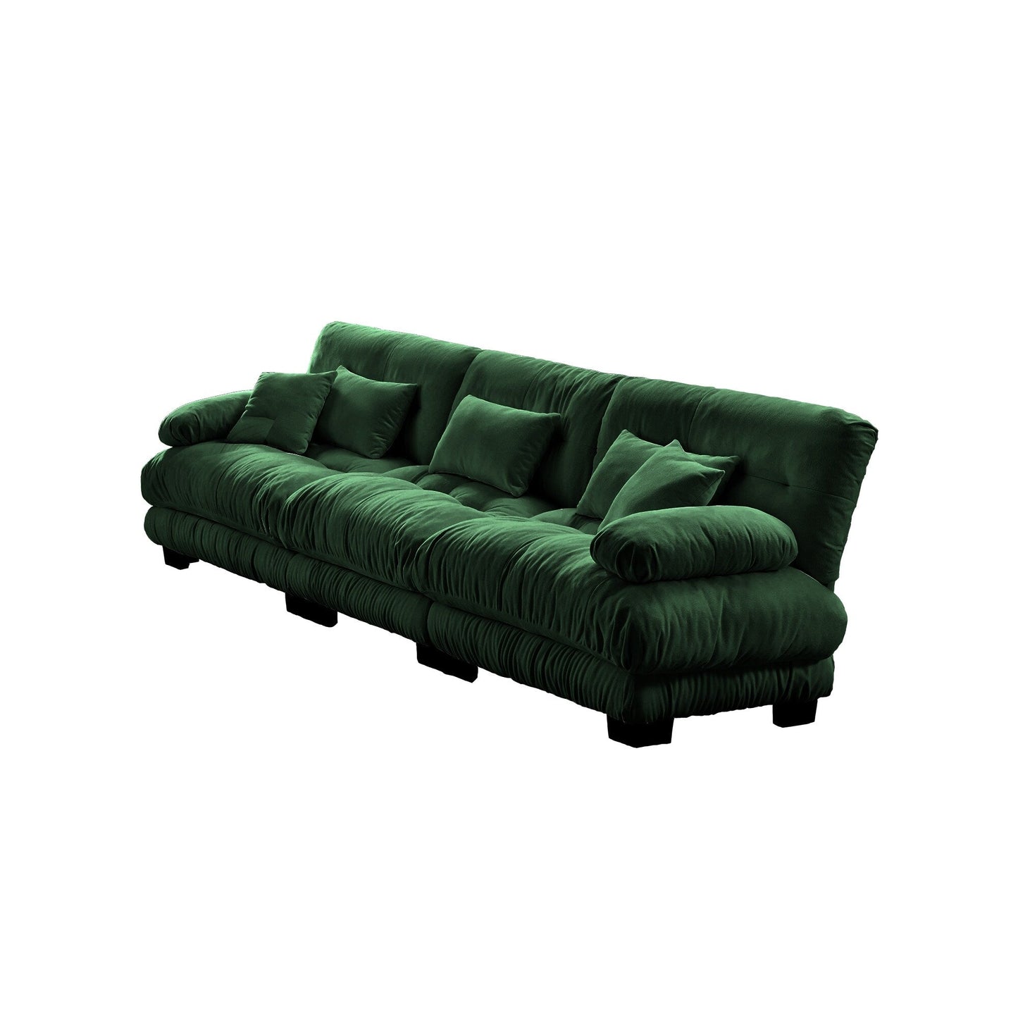 Modern Chenille 3-Seater Sectional Sofa Modular Deep Seat Sofa Couch with Throw Pillows and Waist Pillows for Living Room