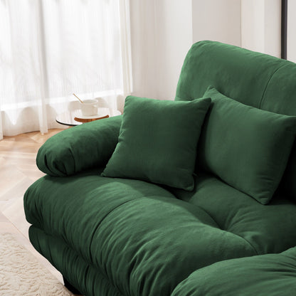 Modern Chenille 3-Seater Sectional Sofa Modular Deep Seat Sofa Couch with Throw Pillows and Waist Pillows for Living Room