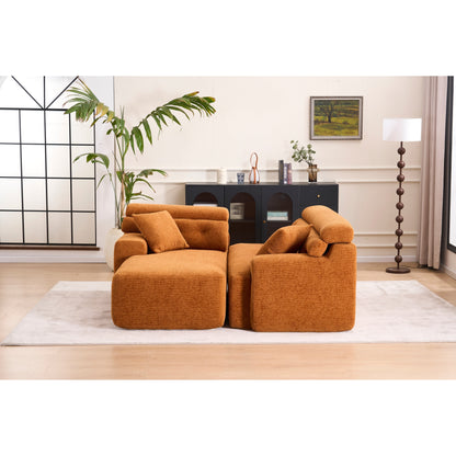Modern Chenille Convertible L-Shaped 4-Seater Modular Sectional Sofa with 2 Pillows for Apartment Living Room