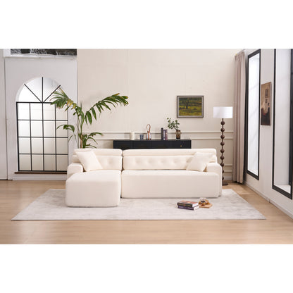 Modern Chenille Convertible L-Shaped 4-Seater Modular Sectional Sofa with 2 Pillows for Apartment Living Room