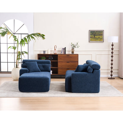 Modern Chenille Convertible L-Shaped 4-Seater Modular Sectional Sofa with 2 Pillows for Apartment Living Room