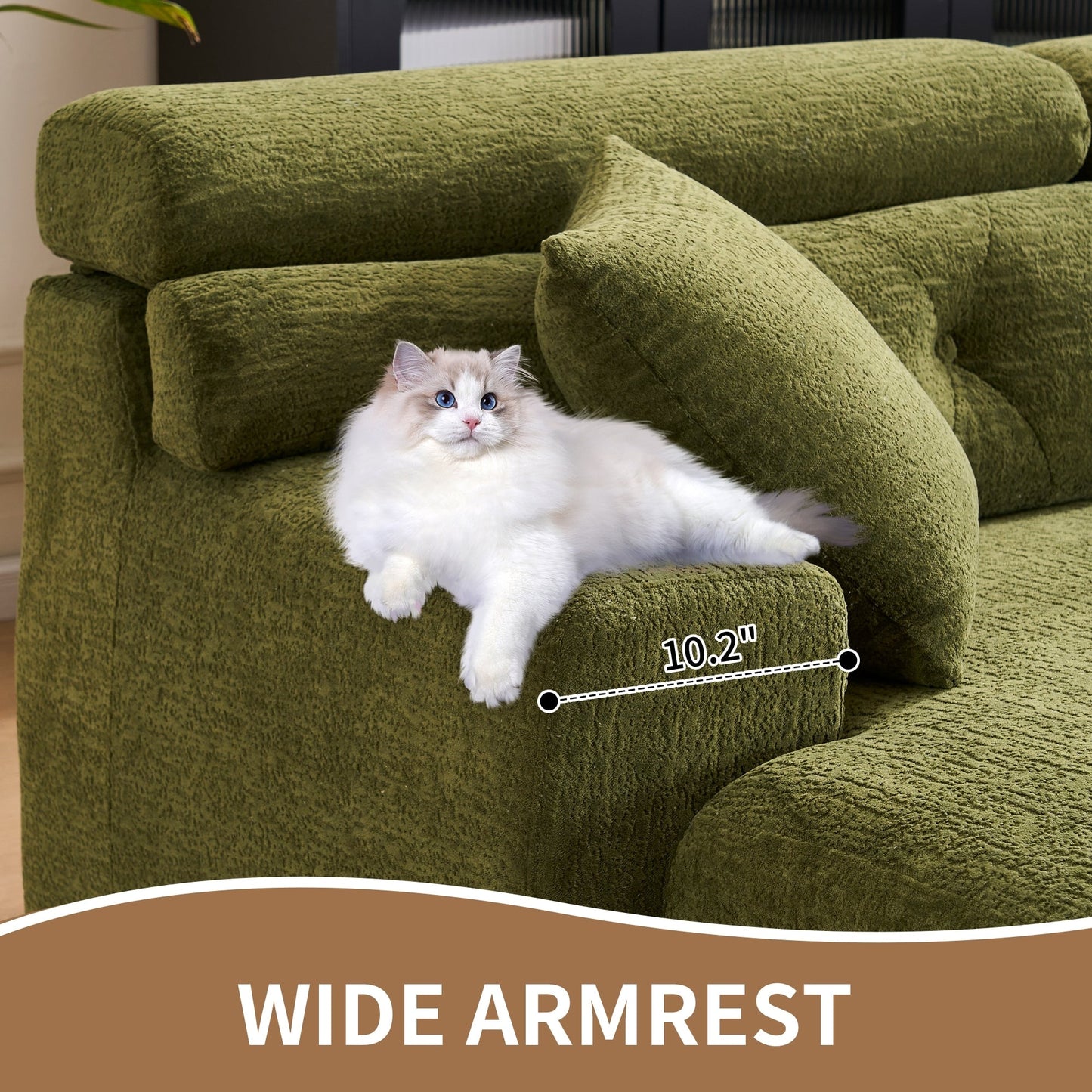 Modern Chenille Convertible L-Shaped 4-Seater Modular Sectional Sofa with 2 Pillows for Apartment Living Room