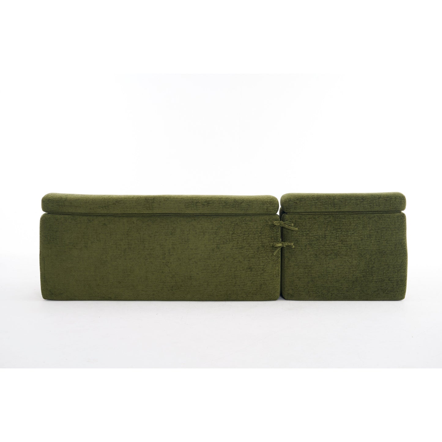 Modern Chenille Convertible L-Shaped 4-Seater Modular Sectional Sofa with 2 Pillows for Apartment Living Room