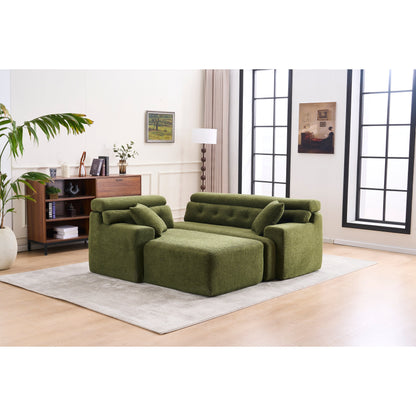 Modern Chenille Convertible L-Shaped 4-Seater Modular Sectional Sofa with 2 Pillows for Apartment Living Room