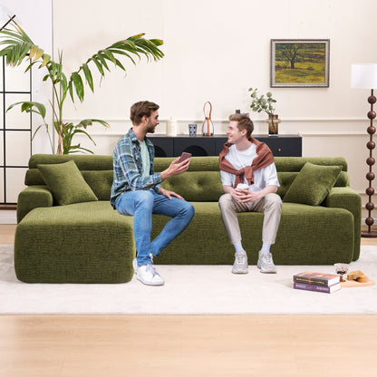 Modern Chenille Convertible L-Shaped 4-Seater Modular Sectional Sofa with 2 Pillows for Apartment Living Room