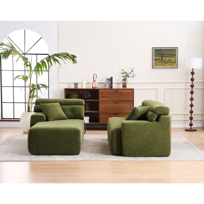 Modern Chenille Convertible L-Shaped 4-Seater Modular Sectional Sofa with 2 Pillows for Apartment Living Room