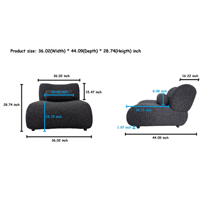 Modern Chenille Curved Modular 3-Seater Sectional Sofa with Cylindrical Pillows for Living Room