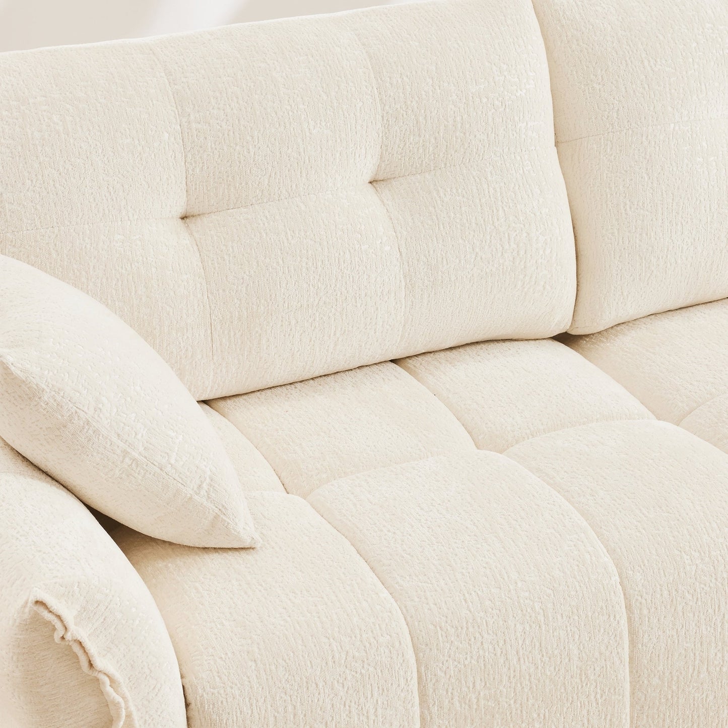 Modern Chenille Fabric 2-Seater Sofa with Ottoman