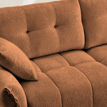 Modern Chenille Fabric 2-Seater Sofa with Ottoman