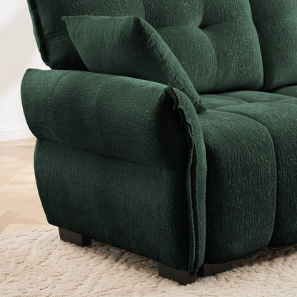 Modern Chenille Fabric 2-Seater Sofa with Ottoman