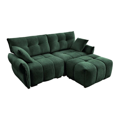 Modern Chenille Fabric 2-Seater Sofa with Ottoman