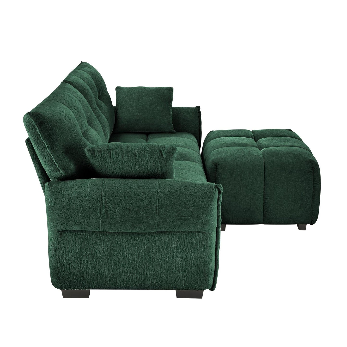 Modern Chenille Fabric 2-Seater Sofa with Ottoman