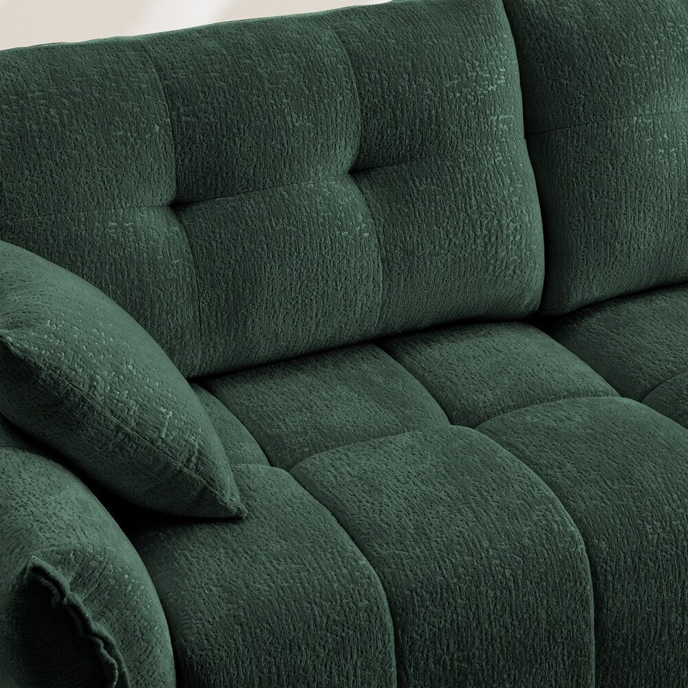 Modern Chenille Fabric 2-Seater Sofa with Ottoman