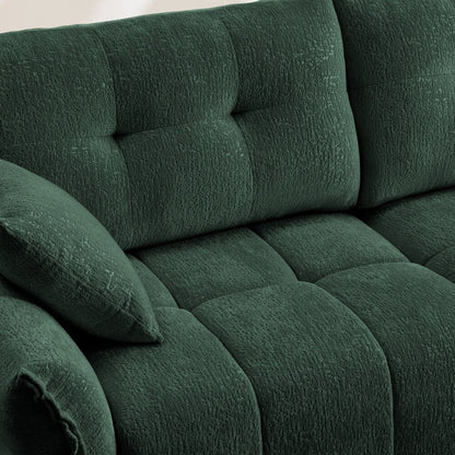 Modern Chenille Fabric 2-Seater Sofa with Ottoman