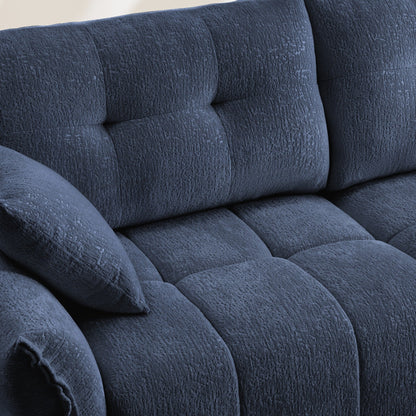 Modern Chenille Fabric 2-Seater Sofa with Ottoman