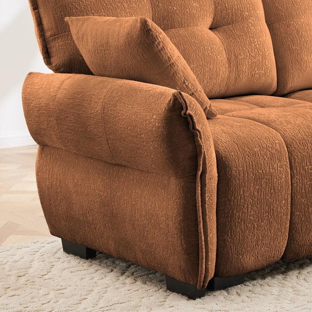 Modern Chenille Fabric 2-Seater Sofa with Ottoman