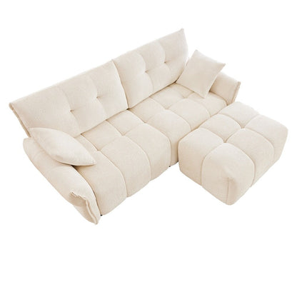 Modern Chenille Fabric 2-Seater Sofa with Ottoman