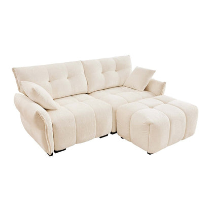 Modern Chenille Fabric 2-Seater Sofa with Ottoman