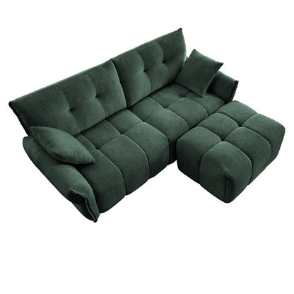 Modern Chenille Fabric 2-Seater Sofa with Ottoman