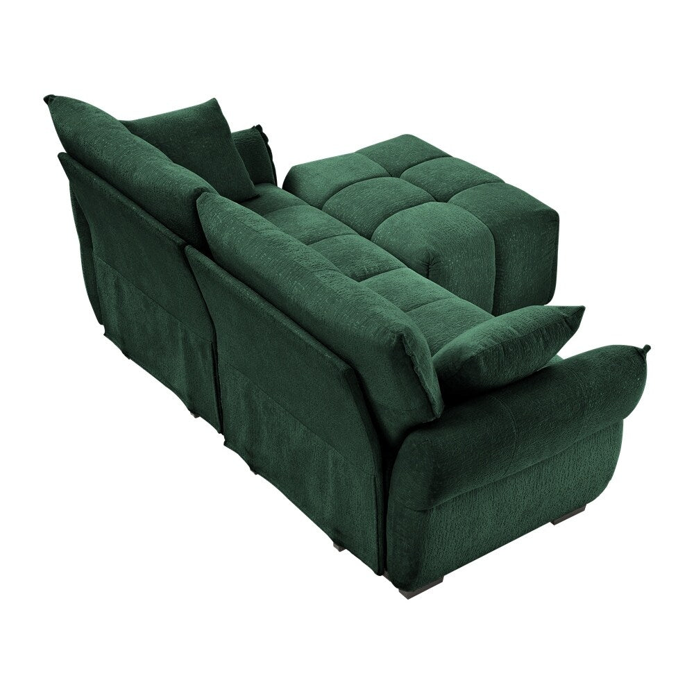 Modern Chenille Fabric 2-Seater Sofa with Ottoman