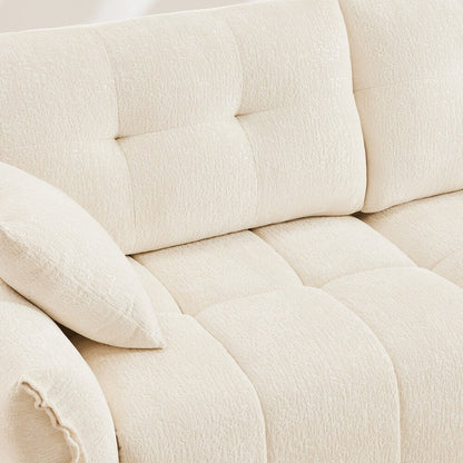 Modern Chenille Fabric 2-Seater Sofa with Ottoman