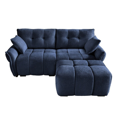 Modern Chenille Fabric 2-Seater Sofa with Ottoman