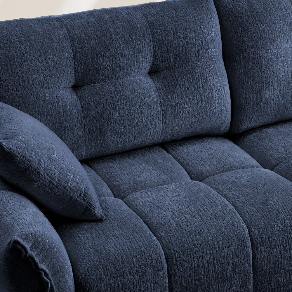 Modern Chenille Fabric 2-Seater Sofa with Ottoman