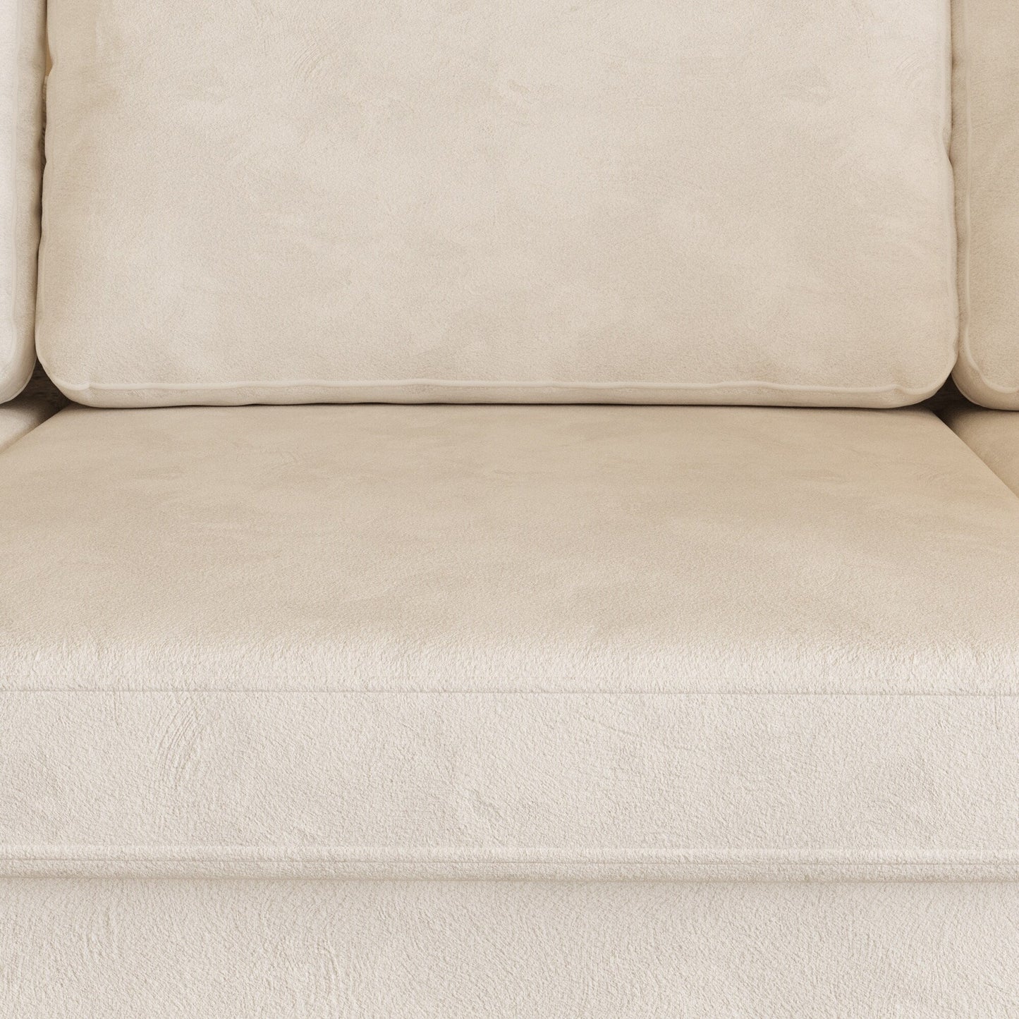 Modern Chenille Fabric 4-Seat Sofa Couch Off-White, Wood Frame, High Elastic Foam