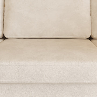 Modern Chenille Fabric 4-Seat Sofa Couch Off-White, Wood Frame, High Elastic Foam