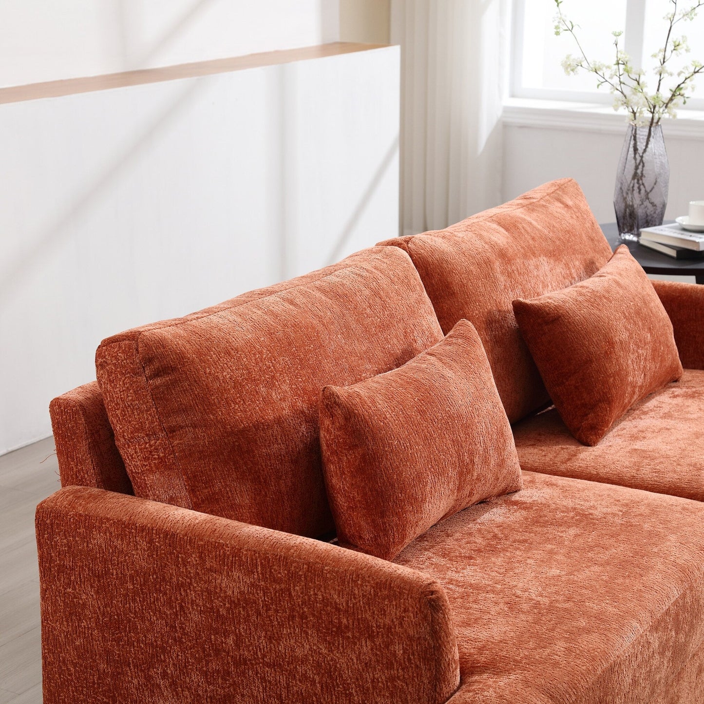 Modern Chenille Fabric Loveseat, 2-Seat Upholstered Loveseat Sofa