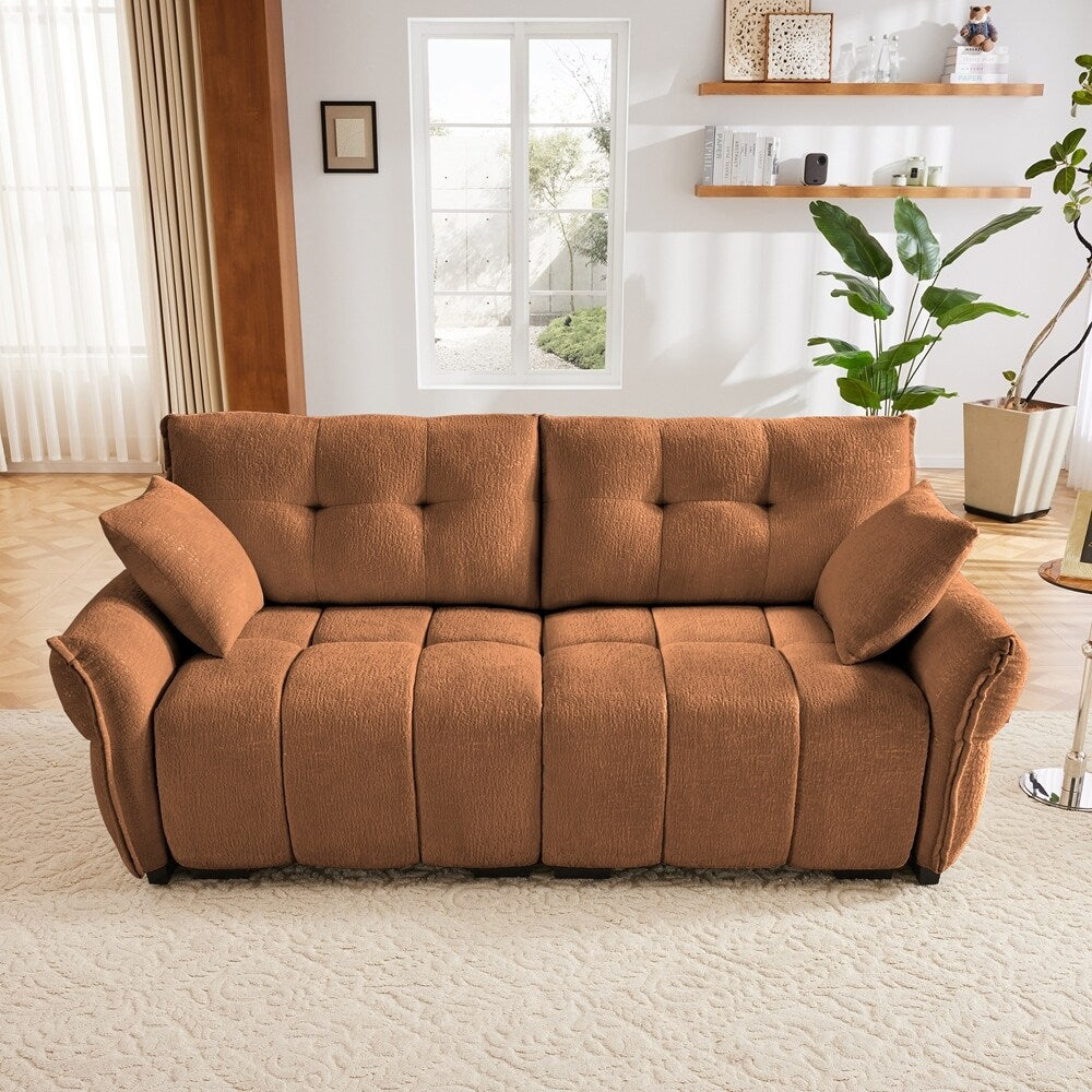 Modern Chenille Fabric Upholstery Two-Seater Sofa