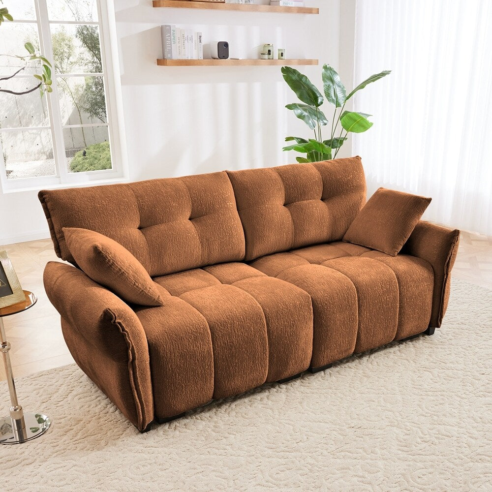Modern Chenille Fabric Upholstery Two-Seater Sofa