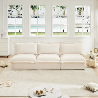 Modern Chenille Modular Armless 3-Seater Sofa Couch